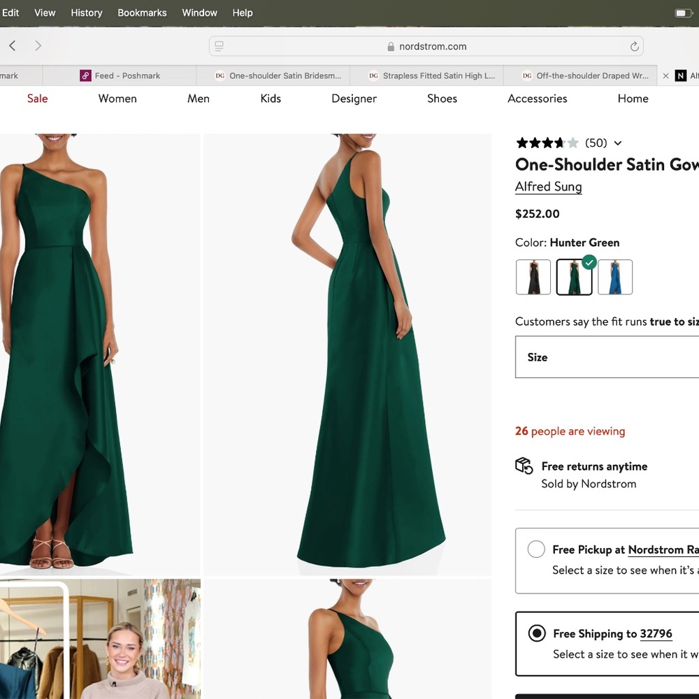 ALFRED SUNG: One-Shoulder Satin Gown (NWT) - Picture 7 of 7